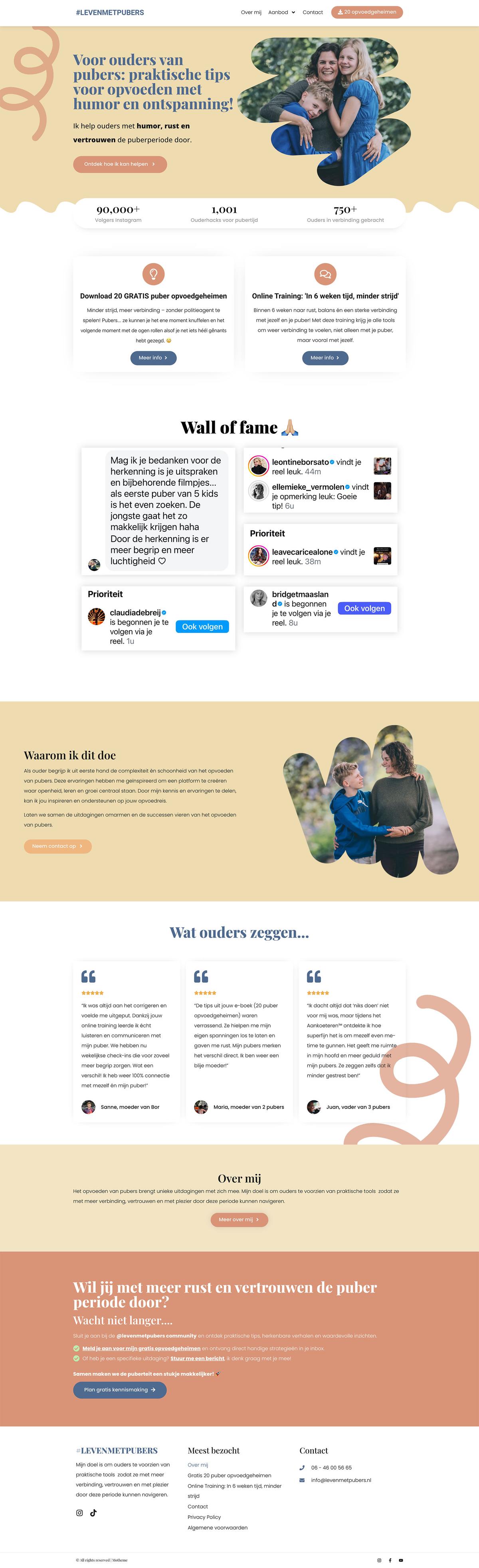 De volledige website van Leven met Pubers
