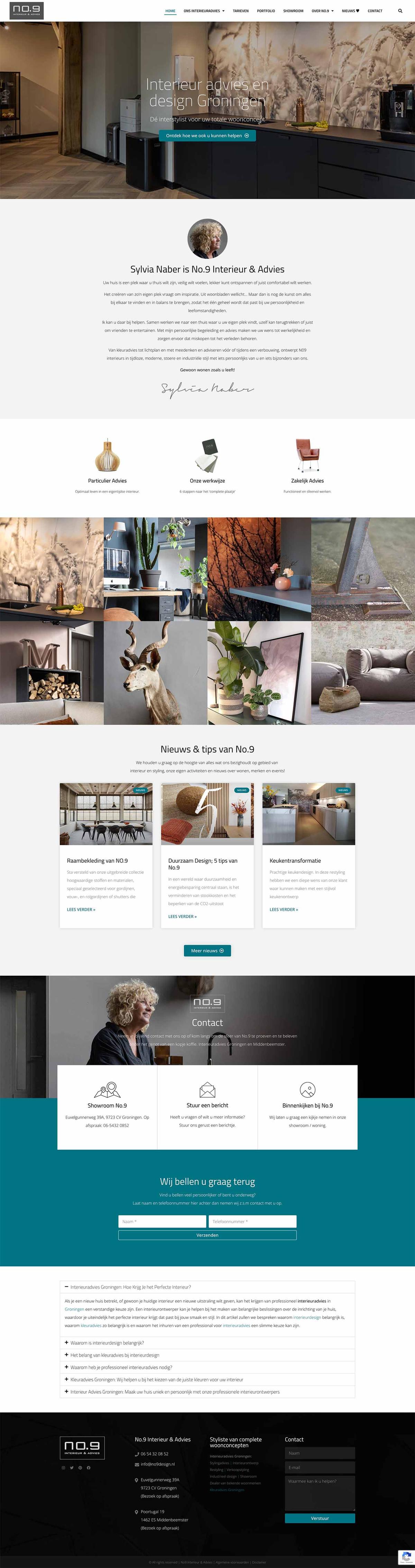 De volledige website van NO9design