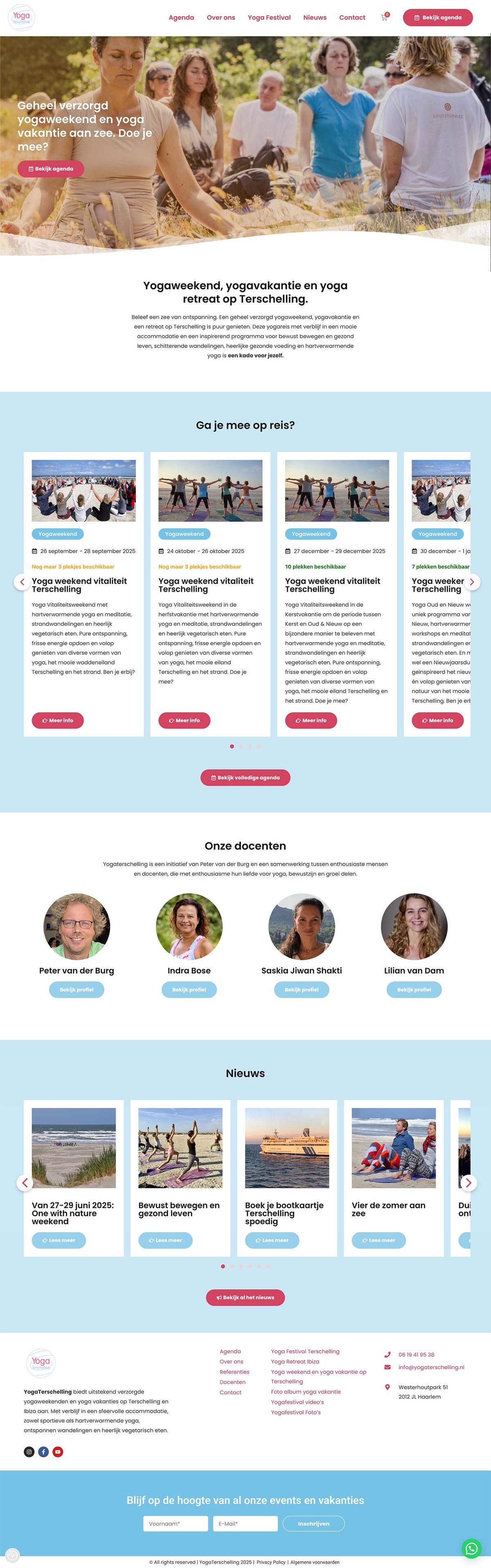 De volledige website van Yoga Terschelling