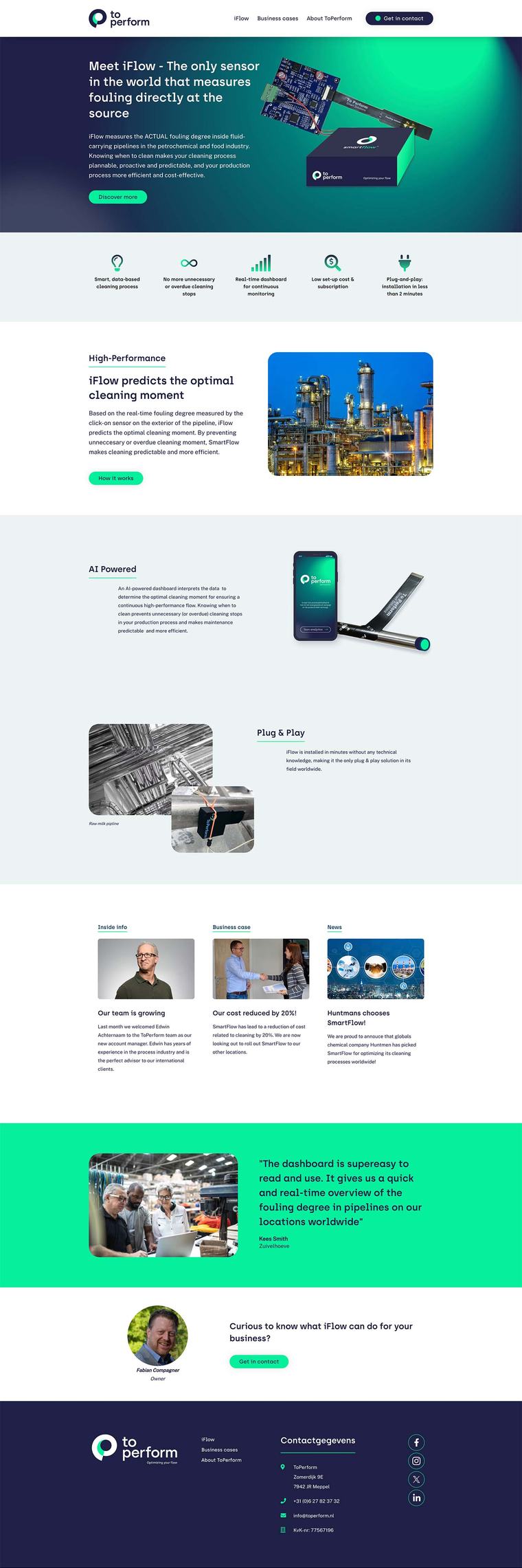 Productwebsite van TopPerform Smart Solutions